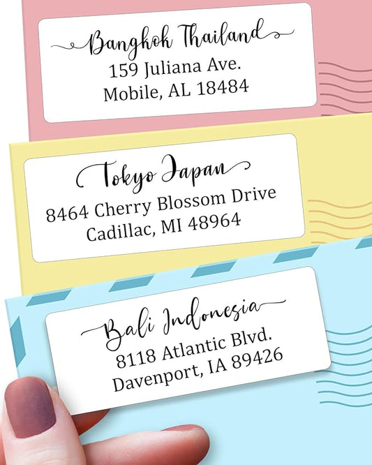 Personalized Return Address Labels Simple - Set of 240 Elegant Custom Mailing Labels for Envelopes, Self Adhesive Flat Sheet Rectangle Personalized Name Stickers (White)-DeskLoop Office