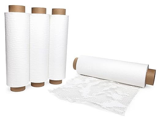 IDL Packaging 15.25" x 300' Refill Roll (Pack of 4) for MP-300W HexcelWrap Honeycomb Packing Paper Station, White - Natural Kraft Paper with Interlocking Slit Design for Shipping and Moving-DeskLoop Office