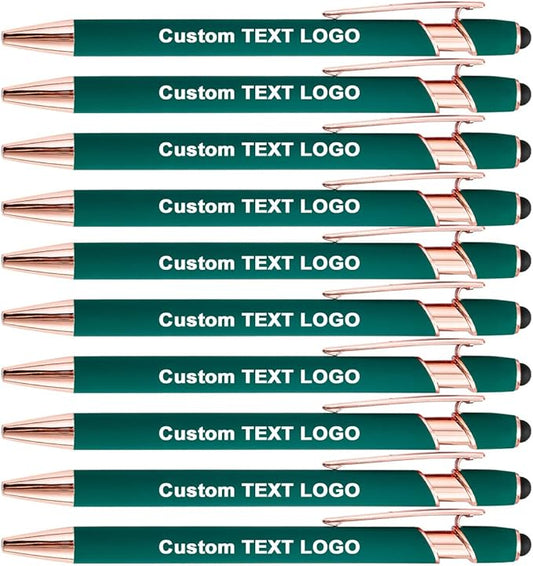 Custom Engraved Ballpoint Pens Bulk, Personalized with Name/Logo, Black or Blue Ink, Smooth Writing for Office, School, Business, Church, Reunion 50 Pcs Green-DeskLoop Office