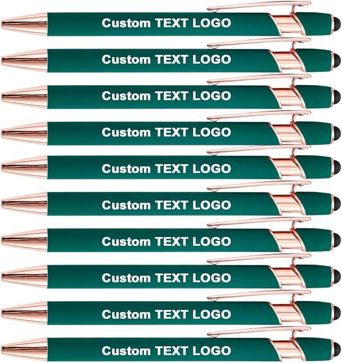 Custom Engraved Ballpoint Pens Bulk, Personalized with Name/Logo, Black or Blue Ink, Smooth Writing for Office, School, Business, Church, Reunion 20 Pcs Green-DeskLoop Office