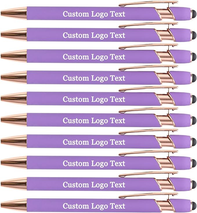 Custom Engraved Ballpoint Pens Bulk, Personalized with Name/Logo, Black or Blue Ink, Smooth Writing for Office, School, Business, Church, Reunion Violet 50 Pcs-DeskLoop Office