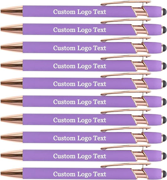 Custom Engraved Ballpoint Pens Bulk, Personalized with Name/Logo, Black or Blue Ink, Smooth Writing for Office, School, Business, Church, Reunion Violet 50 Pcs-DeskLoop Office