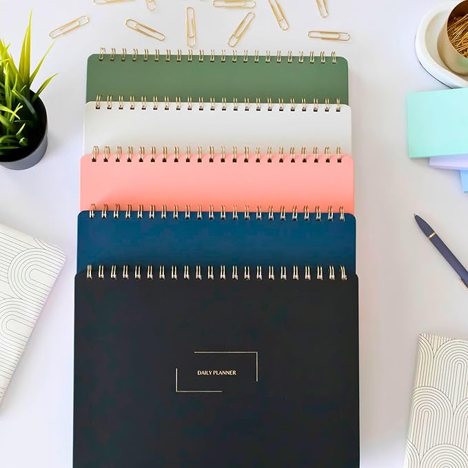 Undated Daily Planner | 8.25” x 11.75” Work To-Do Notebook | ADHD Academic Organizer | Multi-Layout | Men and Women Planner | College Supplies | Black | Landscape Layout-DeskLoop Office