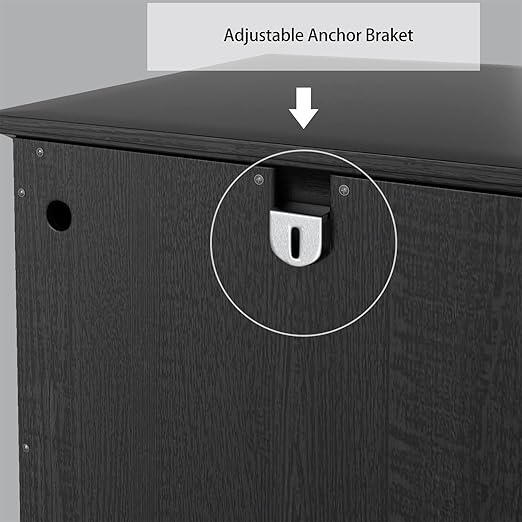 OLD CAPTAIN Wooden Tilt Out Trash Cabinet, Wooden Kitchen Garbage Can Free Standing Holder, Black Finish…-DeskLoop Office