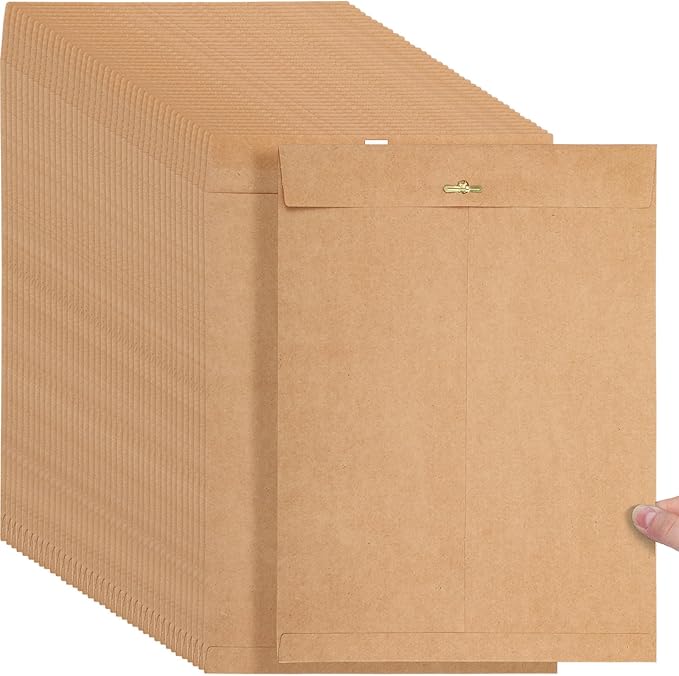 Teling 50 Pcs Manilla Envelopes Clasp Kraft Catalog with Closure for Storing Mailing 28 lb Kraft Envelope Paper for Office Document School Business Home(Brown,10 * 13)-DeskLoop Office