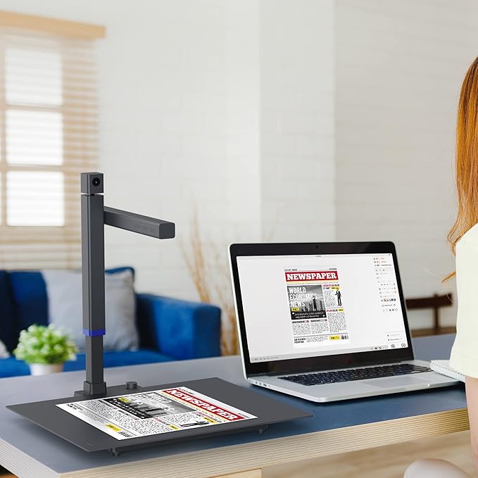 CZUR Shine Surface Pro Professional Document Scanner, 16MP Document Camera + 2MP Webcam+ Working Surface, A3 Book Scanner for Computer/Laptop, 180+ Languages OCR, Fast Scan 1s/Page, for PC/Mac-DeskLoop Office