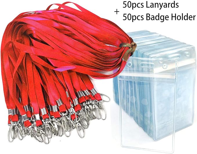 Lanyard with ID Holder 50 Pcs Waterproof Name Tag Badge ID Card Holders ID Pass - Image 6