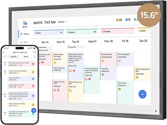Dragon Touch 15.6" Digital Calendar Chore Chart – 1080P Full HD Interactive Touchscreen, Smart Family Planner, Hearth Display Digital Calendar Wall & Desk Mountable for Seamless Scheduling Black-DeskLoop Office