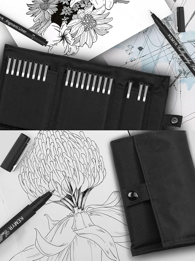 Micro Fine liner Drawing Art Pens Calligraphy Pens: 22 Size Art supplies Waterproof Archival Black Ink Markers For Artists,Use for Professional Watercolor,Sketching,Anime,Manga,Zentangle-DeskLoop Office