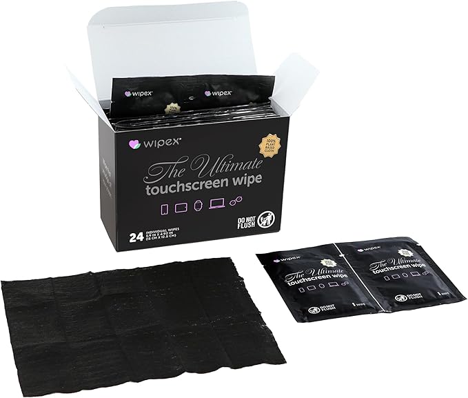 Wipex Ultimate Car Screen Cleaner - 48ct Auto Screen Wipes, Streak-Free & Residue-Free, Plant-Based Black Cloth for Interior, Mirrors & Dashboard, 24ct Individually Wrapped (Pack of 2)-DeskLoop Office
