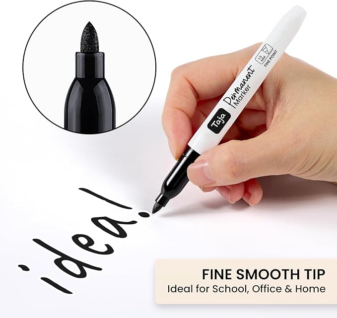 Permanent Markers Fine Tip, 96 Pack Black Quick-Drying and Fade-Resistant Permanent Markers Bulk Set for Writing and Drawing on Wood, Plastic, Metal, Glass, Stone, Ideal for Office School Supplies-DeskLoop Office