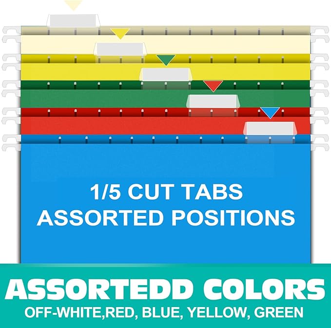 HERKKA Extra Capacity Legal Size Hanging File Folders, 30 Pack Reinforced Legal Size Hanging Folders with Heavy Duty 2 Inch Expansion, Designed for Bulky Files, Medical Charts, Assorted Colors-DeskLoop Office