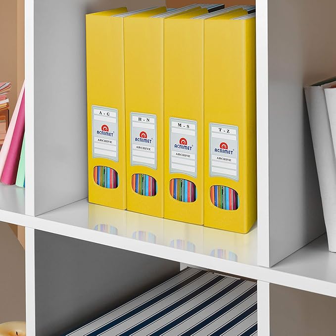 Acrimet Magazine File Holder, Durable Rack, Space-Saving Organizer (Plastic) (Yellow Color) (2 pack)-DeskLoop Office