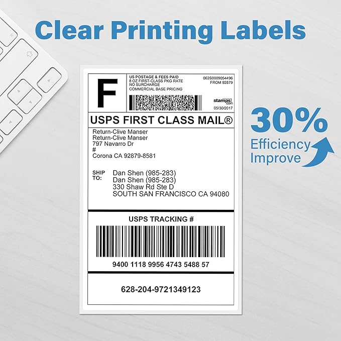 LotFancy 4x6 Thermal Labels, 500 Shipping Labels with Perforation, Permanent Adhesive, White Mailing Label Stickers, Compatible with Rollo, Zebra Thermal Printers-DeskLoop Office