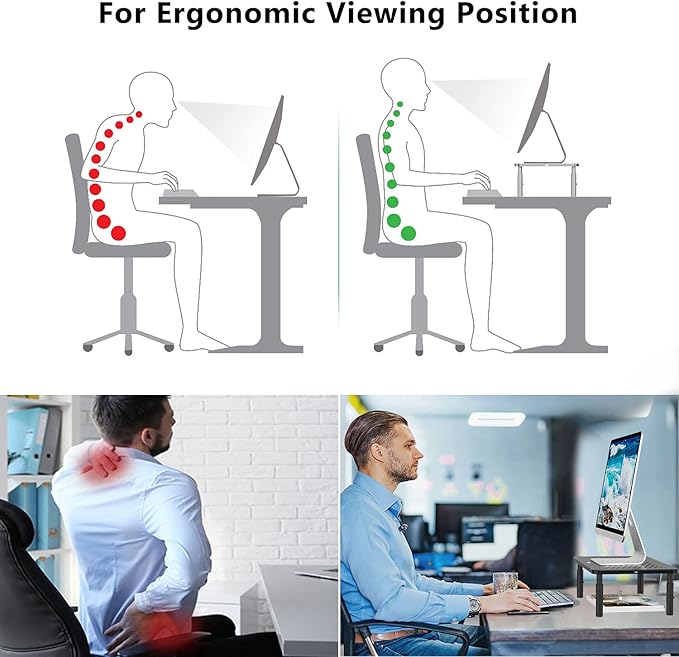 WALI Computer Monitor Stand for Desk, Adjustable Laptop Riser, Desk Monitor Stand Underneath Storage for Office, Home, School Supplies (STT003), 1 Pack, Black-DeskLoop Office