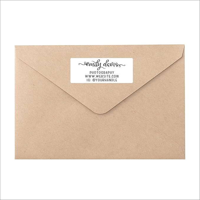 White Address Labels - Personalized Name Stickers, Custom Printed Return Mailing and Shipping Labels for Envelopes, Packages, Business, Home Use (Pretty Lowercase Script)-DeskLoop Office
