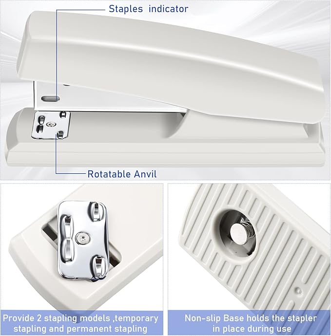 Marspark 10 Pcs Stapler for Desk Office Staplers Bulk with 6000 Staples 25 Sheet Capacity for School Office (White)-DeskLoop Office