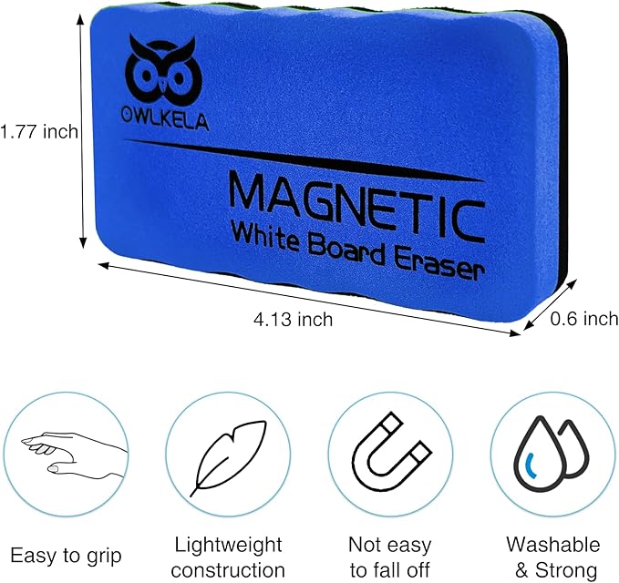 OWLKELA Dry Erase Erasers, Magnetic Whiteboard Erasers 8 Pack, Magnetic Dry Erasers for White Board, White Board Markers Dry Erase, Ideal for Classroom, Home, Office-DeskLoop Office