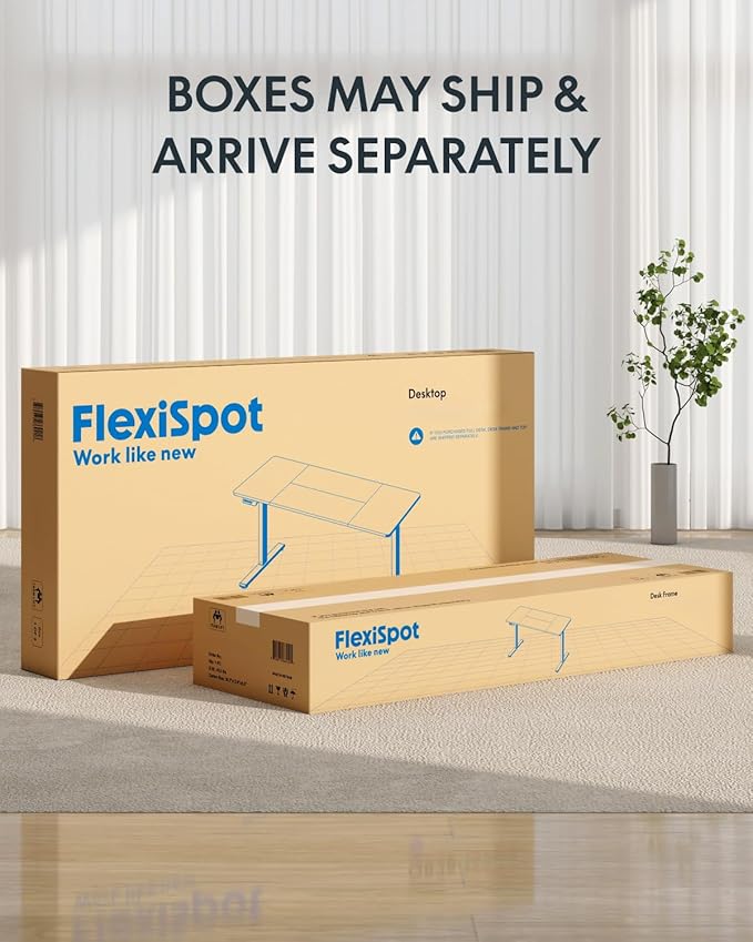 FLEXISPOT 79 x 32 Inch Large Standing Desk, Stand Up Desk with Splice Board, Rising Desks for Home Office, Office Desk with Cup Holder and Headphone Hook (Black Frame + Black Top, 2 Packages)-DeskLoop Office