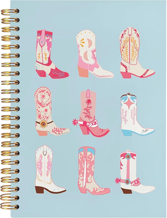 BearCake Cowgirl Boot Notebook, Cowgirl Stuff, Cowgirl Gifts, Western Office Supplies, Western Stuff for Women, Boho Western Notebook Journal 5.5x8.3 blue-DeskLoop Office