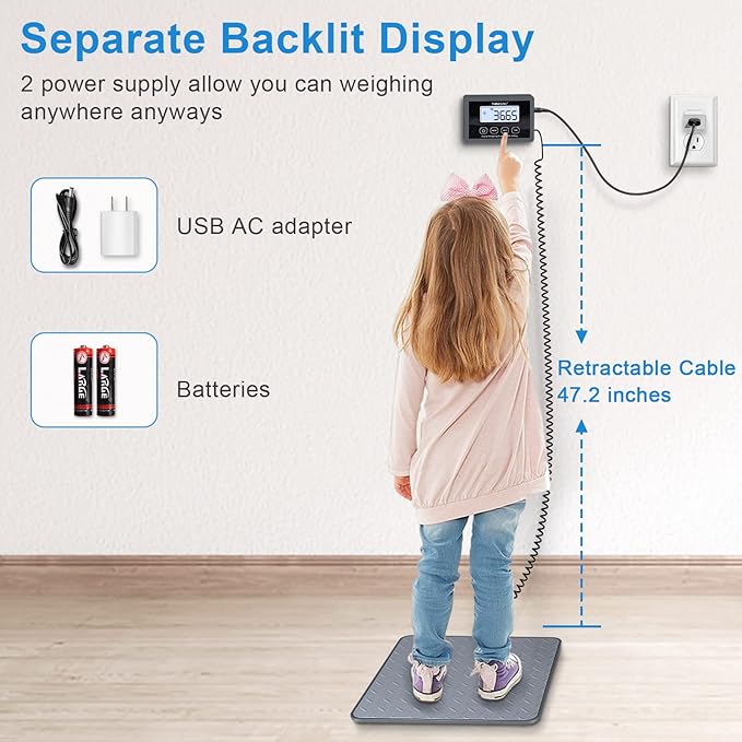 THINKSCALE Shipping Scale, 440 lbs/1 oz Highly Accurate Postal Scale with Hold/Tare/LCD Display, Lightweight Digital Postage Scale for Packages/Luggage/Post Office/Dog, Battery & AC Adapter Included-DeskLoop Office