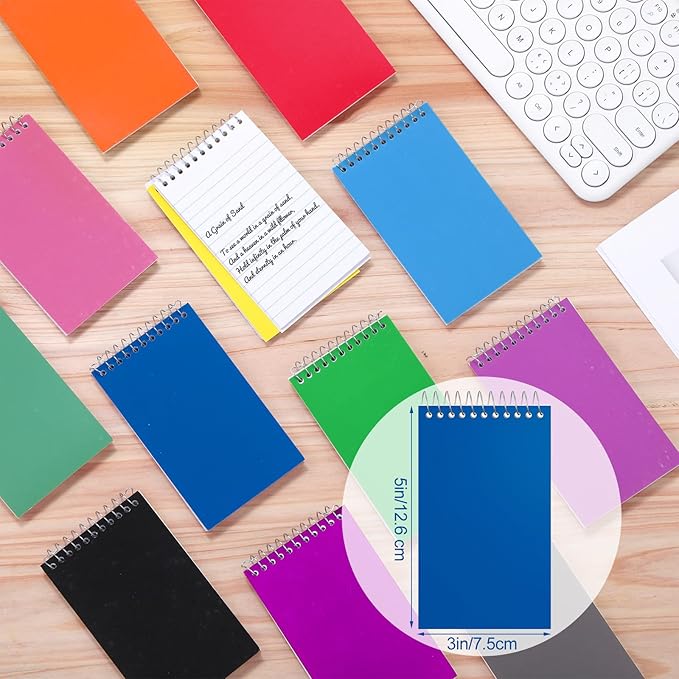 60 Pcs Small Pocket Notebooks 3 x 5 Inch Mini Memo Spiral Notepads Top Bound College Ruled Lined Note Pads for Back School Office Journaling Noting, 75 Sheets/Pad (Rainbow)-DeskLoop Office