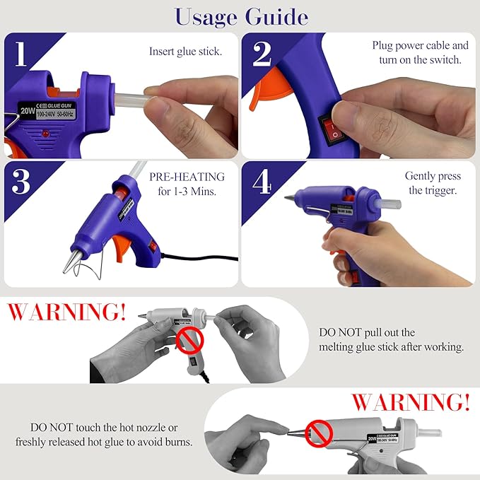 Mini Hot Glue Gun, Hot Melt Gun with 30 Glue Sticks for Arts Crafts, Mini Glue Gun Kit for Kids School Craft and Quick Home Repairs (Multicolored, 20W, 6 Pieces)-DeskLoop Office