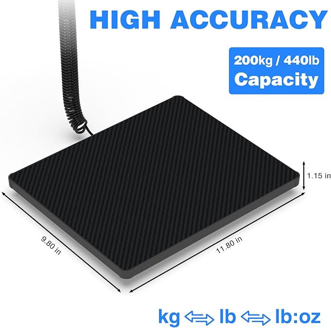 MAXUS Shipping Scale 440LB/10g Accuracy, Postal Scale for Packages with Hold and Tare Funtion, Digital Postage Scale for Luggage Warehouse Market & Home Use-DeskLoop Office