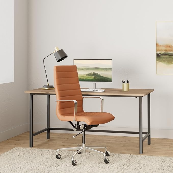 Laura Davidson Furniture SOHO II Tall Back Ribbed Management Chair (Brown)-DeskLoop Office