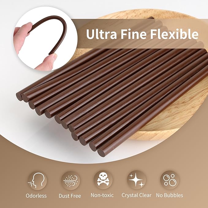 MATUFF Brown Hot Glue Sticks Mini 0.27" x 5.9 inches, Hot Melt Mini Colored Glue Sticks for All Temperature Mini Glue Guns, for DIY Craft Arts and Wedding Cards, Stamp Sealing, Bulk hot Glue 60 Pack-DeskLoop Office