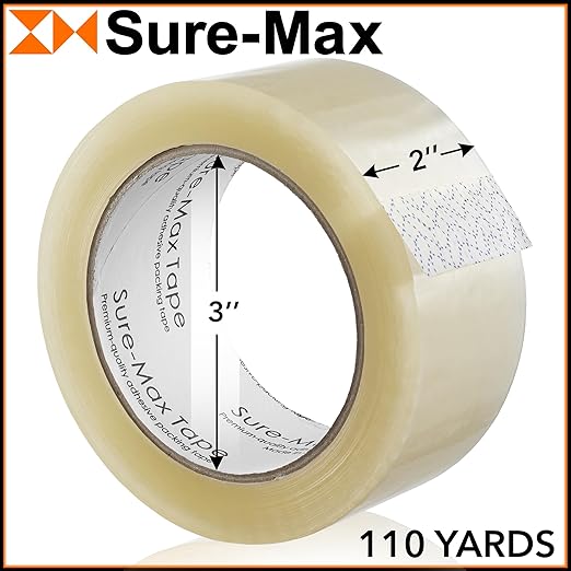 Sure-Max Premium Carton Packing Tape 1.8 mil 330 Feet (110 Yards) - Clear - 18 Rolls-DeskLoop Office