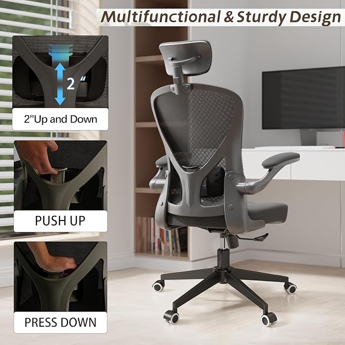 Desk Office Chairs Computer Mesh Chair Executive Chair with Lumbar for Home & Office (04Black)-DeskLoop Office