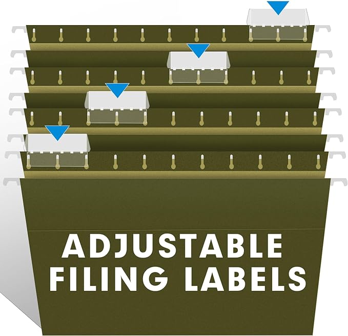 Extra Capacity Hanging File Folders, RAZCC 60 Pack Letter Size Reinforced Hanging Folders with Heavy Duty 1 Inch Expansion for Bulky Files, Filing Cabinet, Adjustable Tabs, Green-DeskLoop Office