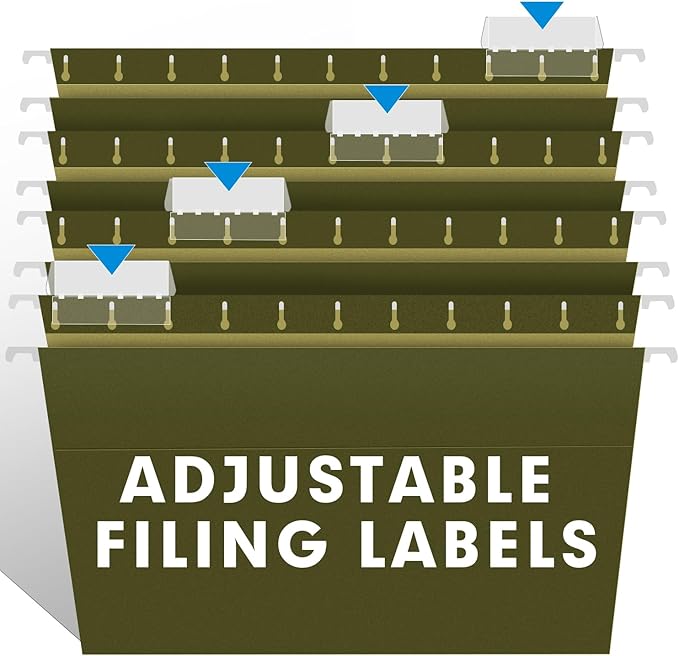 Extra Capacity Hanging File Folders, RAZCC 60 Pack Letter Size Reinforced Hanging Folders with Heavy Duty 3 Inch Expansion for Bulky Files, Filing Cabinet, Adjustable Tabs, Green-DeskLoop Office