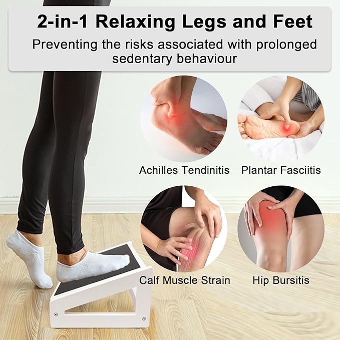 WOOD CITY Under Desk Footrest, 3 Heights Adjustable Foot Rest with Silicone Surface, 3 in 1 Non-Slip Foot Stool Improve Posture, Reduce Fatigue & Pain, Ideal for Home/Office/Gaming (White)-DeskLoop Office