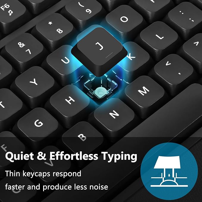 Wireless Keyboard and Mouse Combo, Full-Sized Ergonomic Keyboard with Wrist Rest, Phone Holder, Sleep Mode, Silent 2.4GHz Cordless Keyboard Mouse Combo for Computer, Laptop, PC, Mac, Windows-DeskLoop Office