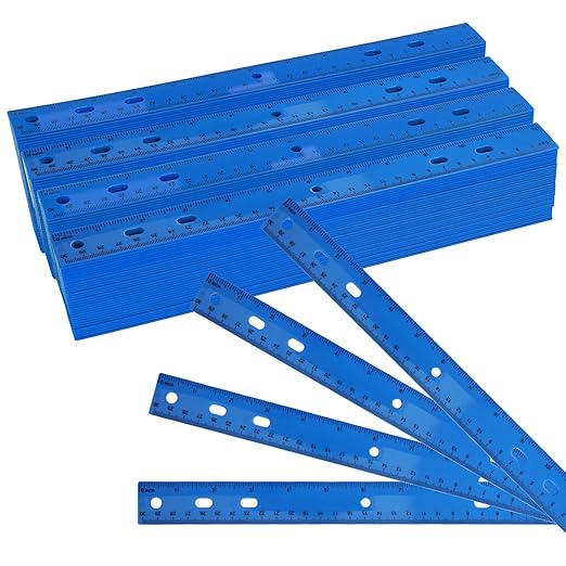 200 Pack 12-Inch Plastic Rulers Bulk, Blue Plastic Ruler, Ruler with Dual-Scale Measurement, Easy to Store, for Educational, Home, or Office and, Practical Use by KUKLIPJIM-DeskLoop Office