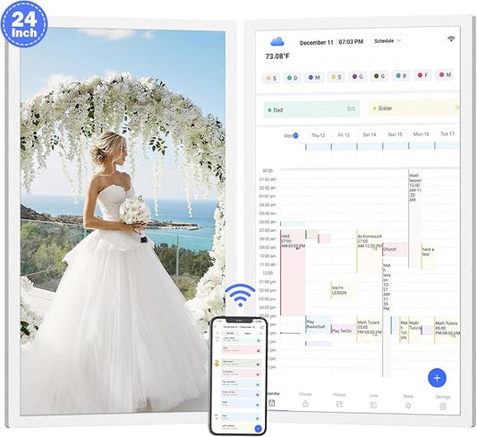 24" Digital Wall Calendar Chore-Chart-for-Planner - Touchscreen Display Smart Calendar for Family Monthly/Weekly Planner, To Do List Notepad, Streamline Household Organization, Desk Mount Included-DeskLoop Office