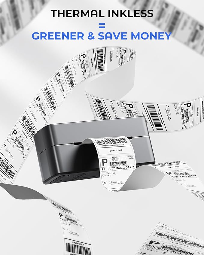 Phomemo 4x6 Shipping Label Printer - 241BT Bluetooth Thermal Label Printer Compatible with iOS&Android, Windows, Mac, Chrome OS, Wireless Thermal Printers for Small Business, Barcode, Packages - Black-DeskLoop Office