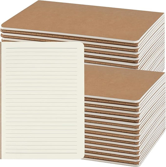 ZCZN 50 Pack A5 Kraft Notebooks Bulk, 8.15x5.5 Inches Lined Paper Journaling Notebooks, Notebooks for Work, Composition Notebooks for School, Journal Notebooks for Office, 60 Pages-DeskLoop Office