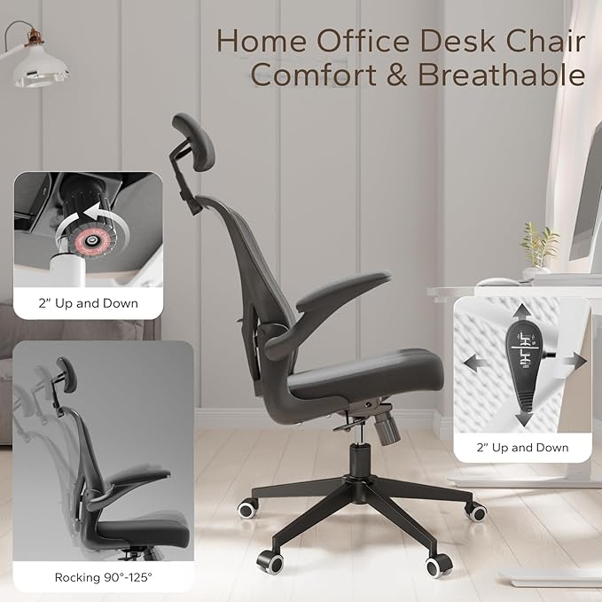 Desk Office Chairs Computer Mesh Chair Executive Chair with Lumbar for Home & Office (04Black)-DeskLoop Office
