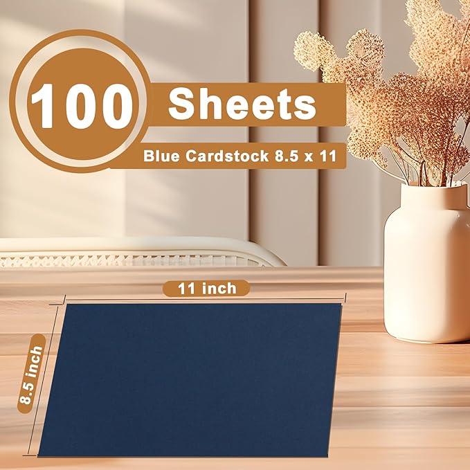 100 Sheets Navy Blue Cardstock 8.5 x 11 Scrapbooking Paper, 75lb Dark Blue Certificate Paper Card Stock for Cards Making, Greeting Cards, Wedding Invitations, Menus-DeskLoop Office