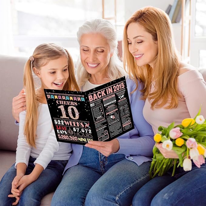 10th Birthday Card, 10th Birthday Decorations for Girl, 10th Birthday Gifts for Daughter, Back in 2015 Birthday Card, Rose Gold