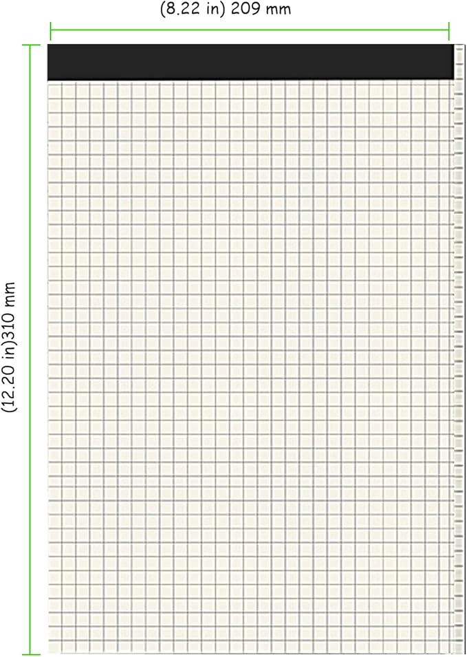 5 Pack A4 Graph Paper Pads, Quad Grid Paper Pad, 80 Sheets/Pad, Graph Paper Notebook for Office Supplies, Architects, White-DeskLoop Office