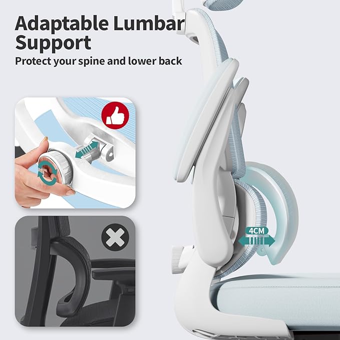 TRALT Office Chair Ergonomic Desk Chair, 330 LBS Home Mesh Office Desk Chairs with Wheels, Comfortable Gaming Chair, High Back Office Chair for Long Hours (Blue)-DeskLoop Office