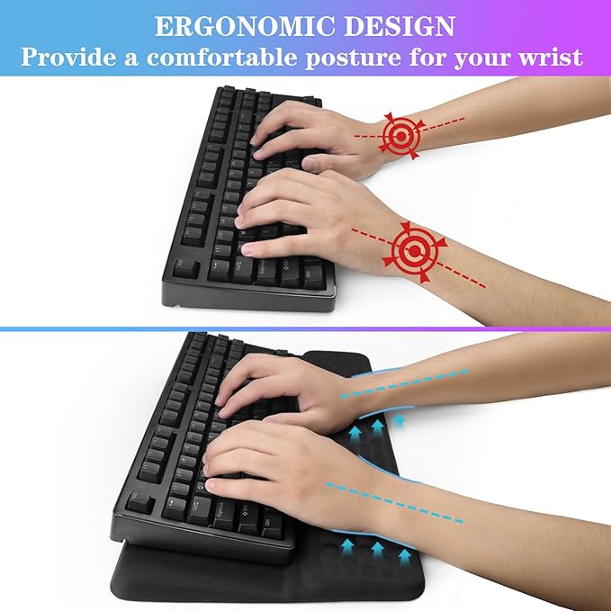 Computer Keyboard Stand with Wrist Rest, Ergonomic Tilted Keyboard Holder - Keyboard Riser with Wrist Pad - Keyboard Tray Support for Office Home - Black-DeskLoop Office