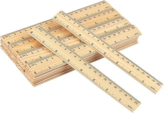 144 Packs Wooden Rulers, 8 Inch Double Sided Wood School Ruler for Home, Student, Office Use, 2 Scale,by GNIEMCKIN-DeskLoop Office