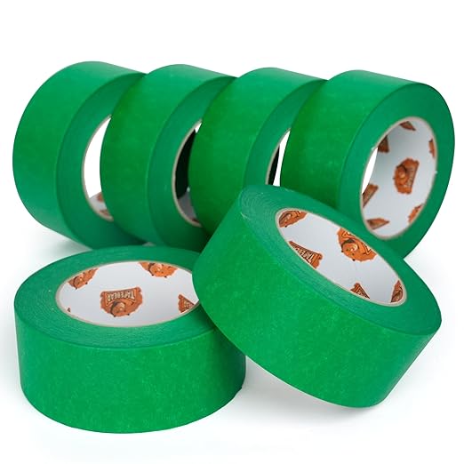 Green Painters Tape Multi-Surface Masking Tape 1.88 inch x 60 Yard, Indoor and Outdoor Painting Tape, Residue Free Easy Removal with Sharp Lines, Paint Tape for Walls, Auto, Home, 6Rolls-DeskLoop Office