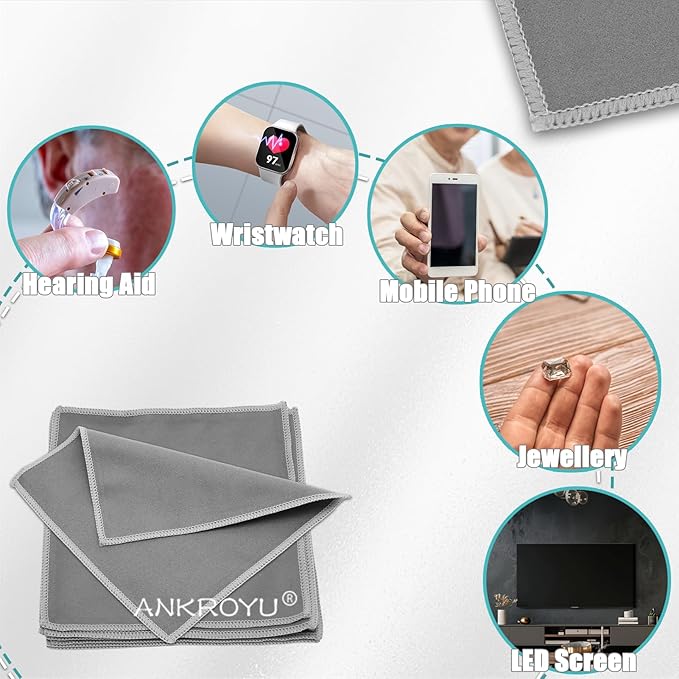 10 Cleaning Cloth, Hearing Aid Cleaning Wipes, Microfiber Dust Remover, Reusable Glasses Cleaning Wipes, Clean Dry Wipes for Glasses, Lens, Screens & More-DeskLoop Office