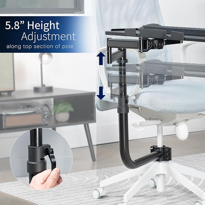 VIVO Office Chair Mounted 26 x 12 Inch Keyboard and Mouse Tray, Ergonomic Tilt, Full Motion 360 Degree Rotation, Black, MOUNT-KB18CP-DeskLoop Office